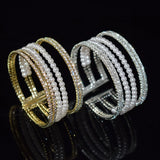 Cross Cuff Bracelet with Rhinestones for Women