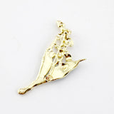 Golden Lily of The Valley Enamel Brooch