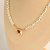 Valentine Love Letter Pearl Necklace Choker Plated Chain