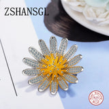 925 Silver Van Gogh Yellow Sunflower Brooch