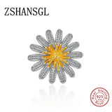 925 Silver Van Gogh Yellow Sunflower Brooch
