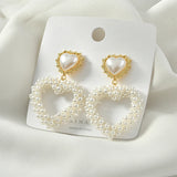 Peach Heart Pearl Silver Needle Ear Stud DIY Earrings