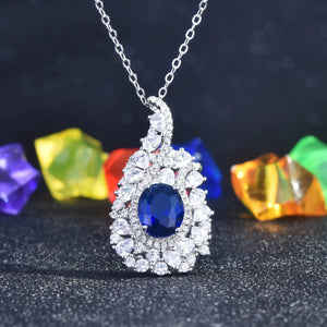 Vintage Bling Silver Amethyst Stone Pendant Necklace for Women
