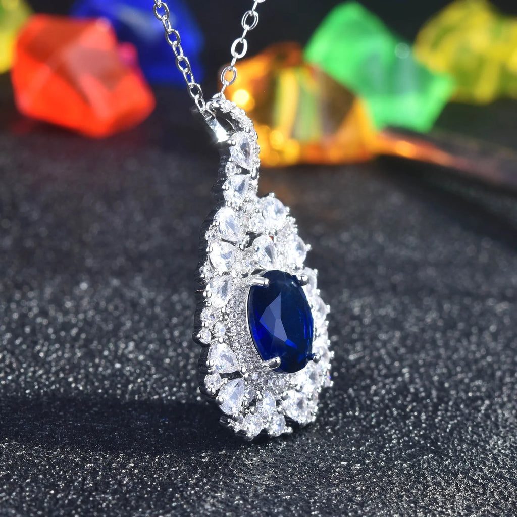 Vintage Bling Silver Amethyst Stone Pendant Necklace for Women