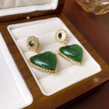 Vintage Resin Stone Ear Clips Retro Palace Lady Earrings