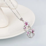 Purple Flower Pendant Bridal Jewelry Set Enamel Epoxy Necklace