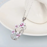 Purple Flower Pendant Bridal Jewelry Set Enamel Epoxy Necklace