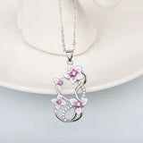 Purple Flower Pendant Bridal Jewelry Set Enamel Epoxy Necklace