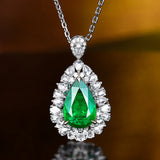 Water Drop Emerald Gemstones Pendant Necklace 18k Filled Jewelry