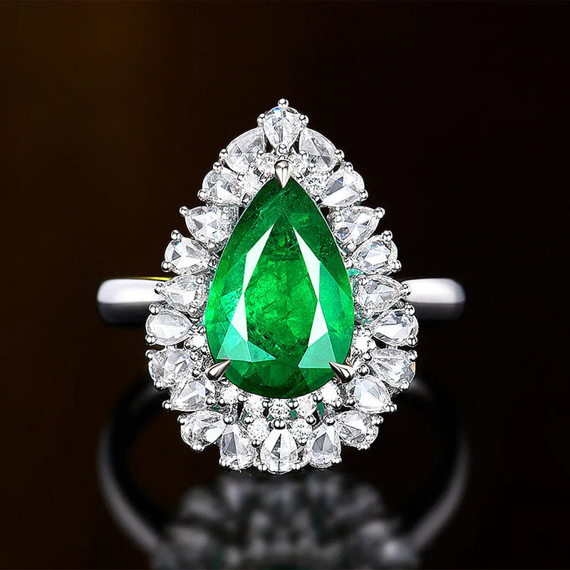 Water Drop Emerald Gemstones Pendant Necklace 18k Filled Jewelry