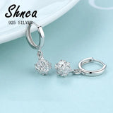 925 Silver Cube Crystal Drop Earrings Anti-Allergy