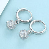 925 Silver Cube Crystal Drop Earrings Anti-Allergy