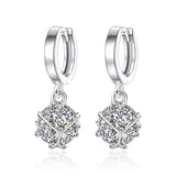 925 Silver Cube Crystal Drop Earrings Anti-Allergy