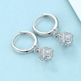 925 Silver Cube Crystal Drop Earrings Anti-Allergy