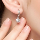 925 Silver Cube Crystal Drop Earrings Anti-Allergy