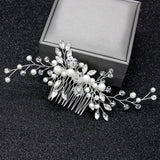 Bridal Hair Comb Crystal Rhinestones Pearls Wedding Headpiece