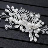 Bridal Hair Comb Crystal Rhinestones Pearls Wedding Headpiece