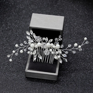 Bridal Hair Comb Crystal Rhinestones Pearls Wedding Headpiece