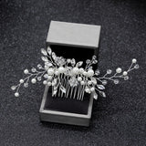 Bridal Hair Comb Crystal Rhinestones Pearls Wedding Headpiece