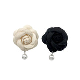 Camellia Brooches Pins for Women Pearl Pendant Pin Gift
