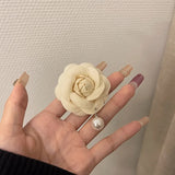 Camellia Brooches Pins for Women Pearl Pendant Pin Gift