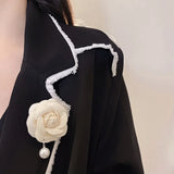 Camellia Brooches Pins for Women Pearl Pendant Pin Gift