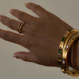 Green Crystal Cuff Bangles Bracelets For Women Femal Tarnish Bangles