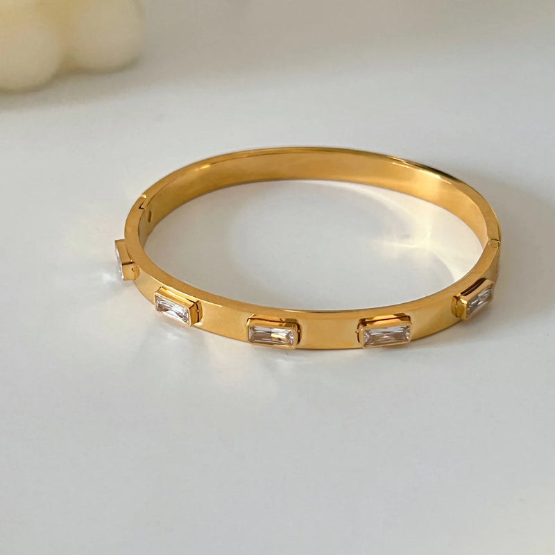 Green Crystal Cuff Bangles Bracelets For Women Femal Tarnish Bangles
