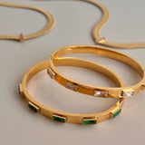 Green Crystal Cuff Bangles Bracelets For Women Femal Tarnish Bangles