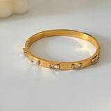 Green Crystal Cuff Bangles Bracelets For Women Femal Tarnish Bangles