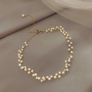 Pearl Beads Charm Choker Chain Necklace for Women Wedding Jewelry