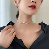 Pearl Beads Charm Choker Chain Necklace for Women Wedding Jewelry