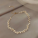 Pearl Beads Charm Choker Chain Necklace for Women Wedding Jewelry