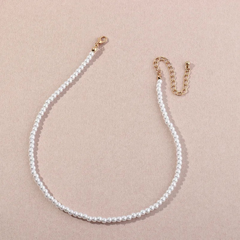 Pearl Choker Necklace Round Wedding Charm Jewelry