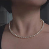 Pearl Choker Necklace Round Wedding Charm Jewelry