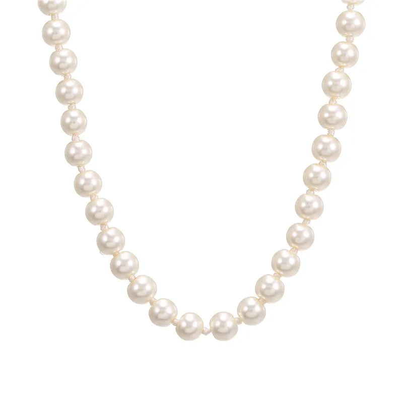 Long Round Pearl Wedding Choker Necklace for Women
