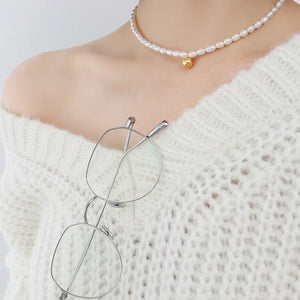 Freshwater Pearl Charm Necklace Beads Choker for Women