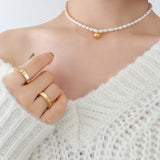 Freshwater Pearl Charm Necklace Beads Choker for Women