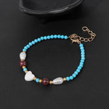 Shell Heart Charm Bracelet Faceted Gems Tourmaline Bracelet