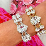 Double Row Rhinestone Bracelet Big Water Droplets Crystal 1PC Wrist Jewelry