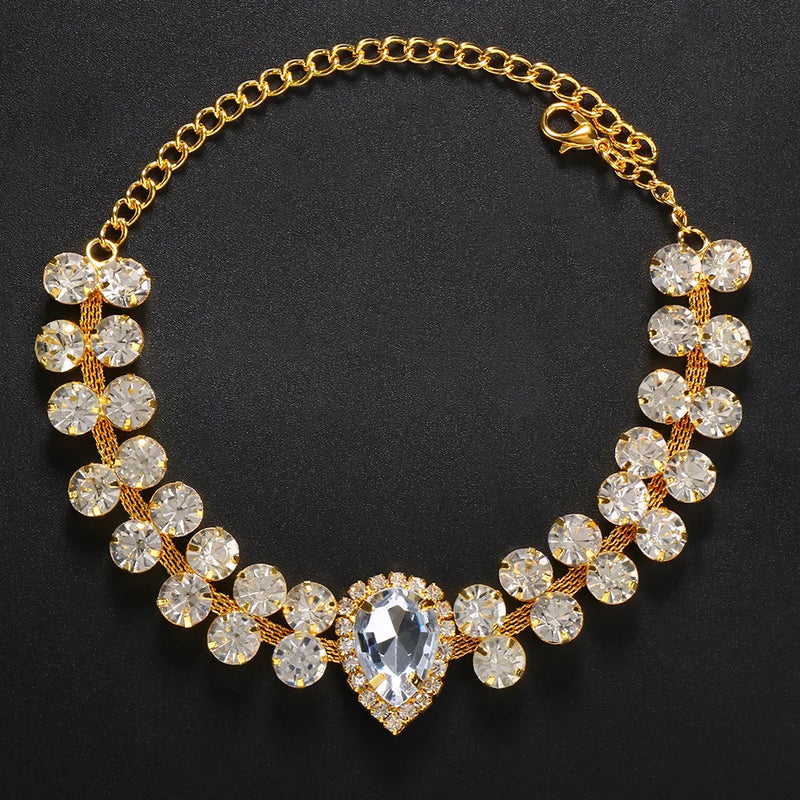 Double Row Rhinestone Bracelet Big Water Droplets Crystal 1PC Wrist Jewelry