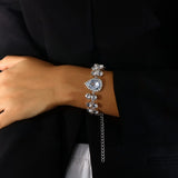 Double Row Rhinestone Bracelet Big Water Droplets Crystal 1PC Wrist Jewelry