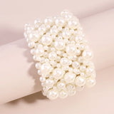 Wide Elastic Pearl Bracelets Wedding Jewelry