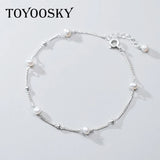 925 Sterling Silver Freshwater Pearl Bead Bracelet High Jewelry