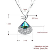 925 Silver Heart Pendant Necklace with Zircons Crystals