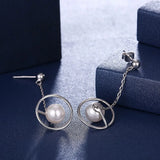 925 Silver Pearl Earrings S925 Celestial Shape Drop Earrings