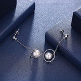 925 Silver Pearl Earrings S925 Celestial Shape Drop Earrings
