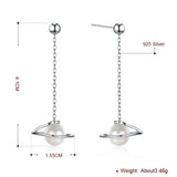 925 Silver Pearl Earrings S925 Celestial Shape Drop Earrings