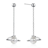 925 Silver Pearl Earrings S925 Celestial Shape Drop Earrings
