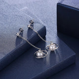 925 Silver Pearl Earrings S925 Celestial Shape Drop Earrings